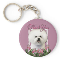 Thank You - Pink Tulips - Bichon Frise Keychains