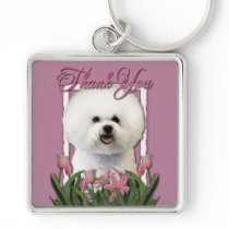 Thank You - Pink Tulips - Bichon Frise Keychains