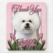 Thank You - Pink Tulips - Bichon Frise Mousepad
