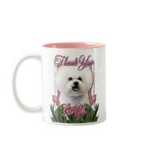 Thank You - Pink Tulips - Bichon Frise Coffee Mug