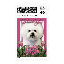 Thank You - Pink Tulips - Bichon Frise Stamps