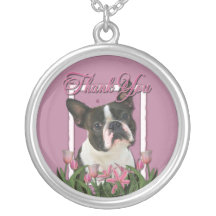 Thank You - Pink Tulips - Boston Terrier Necklaces