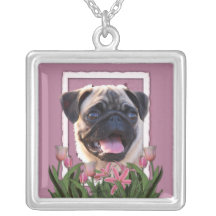 Thank You - Pink Tulips - Pug Pendant