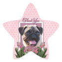 Thank You - Pink Tulips - Pug Sticker