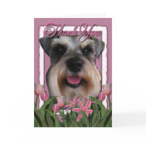 Thank You - Pink Tulips - Schnauzer Greeting Card