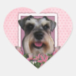 Thank You - Pink Tulips - Schnauzer Heart Stickers
