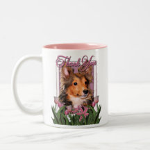 Thank You - Pink Tulips - Sheltie Puppy - Cooper Mug