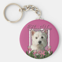 Thank You - Pink Tulips - West Highland Terrier Keychains