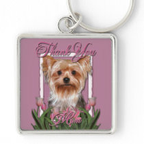 Thank You - Pink Tulips - Yorkshire Terrier Key Chains