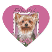Thank You - Pink Tulips - Yorkshire Terrier Heart Sticker