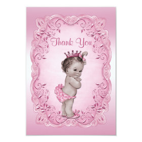 Thank You Pink Vintage Princess Baby Shower 3.5x5 Paper Invitation Card