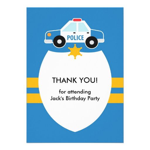 Thank You Police Theme Card Announcements