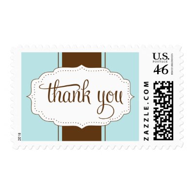 Thank You Postage in Blue and Brown