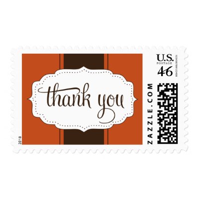 Thank You Postage in Orange and Brown
