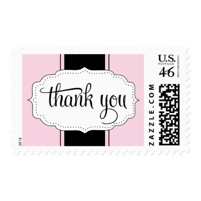 Thank You Postage in Pink and Black