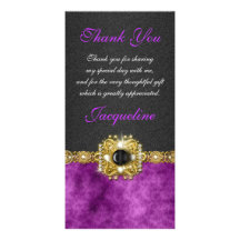 "thank you" purple black wedding party photo card template