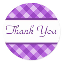 Thank You Purple Plaid Sticker