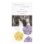 Thank You Purple Yellow Flower Wedding Photo Card