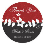 Thank you -red black floral sticker