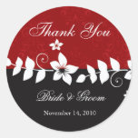Thank you -red black floral sticker