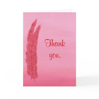Thank you, Red Pink Feathers, wedding cards card