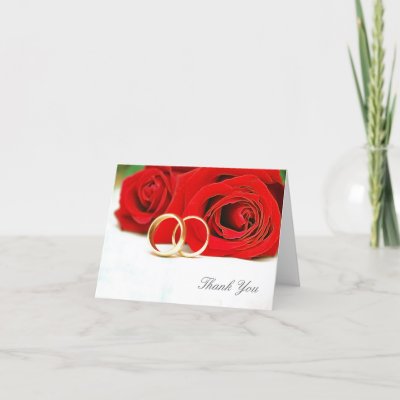 Thank you red rose wedding note card by simple designs