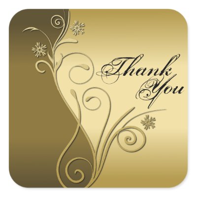 Thank You Seal Classy Brown Gold Wedding Stickers by OLPamPam