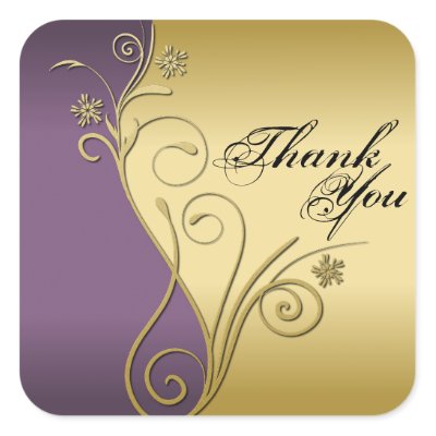 Thank You Seal - Classy Purple & Gold Wedding Sticker