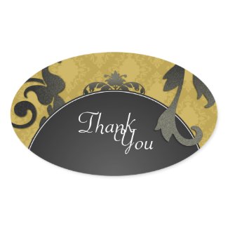 Thank You Seal - Gold Black & White Damask Wedding sticker