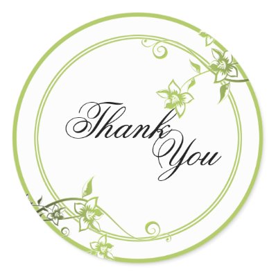 Thank You Seal - Green & White Floral Wedding Sticker