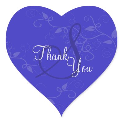 Thank You Seal - Royal Blue Monogram Wedding Heart Stickers