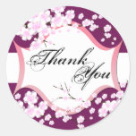 Thank You Seal - Sangria & White Blossoms Wedding Round Sticker