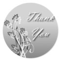 Thank You Seal - Silver, Black and White Floral zazzle_sticker
