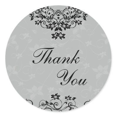 Thank You Seal - Slate Grey Chandelier Floral Sticker