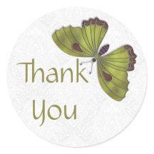 Thank You Sticker Butterfly Brocade green