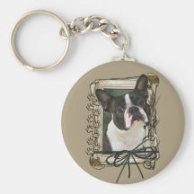Thank You - Stone Paws - Boston Terrier Key Chain