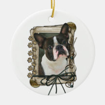 Thank You - Stone Paws - Boston Terrier Christmas Ornaments