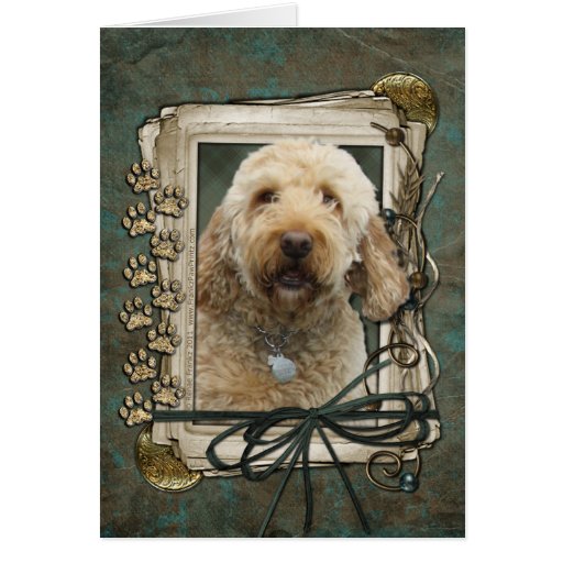Thank You Stone Paws GoldenDoodle Card Zazzle
