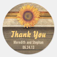 thank you sunflower wedding stickers