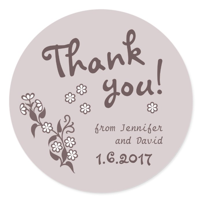 Thank you sweet floral wedding or party CC0663 Classic Round Sticker