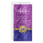 "thank you" "sweet sixteen" purple blue gems personalized photo card