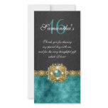 "thank you" "sweet sixteen" teal black gems custom photo card