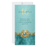 "thank you" "sweet sixteen" teal gold gems customized photo card