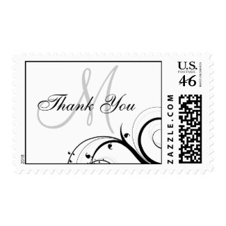 Thank You Swirls Monogram Wedding Postage stamp