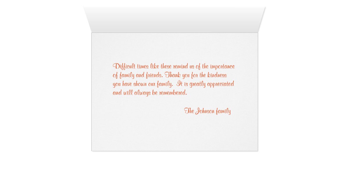 Thank You Sympathy Card | Zazzle