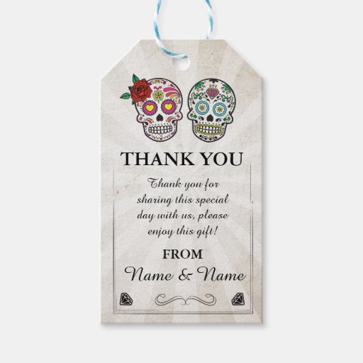 Thank you Tag Sugar skulls Favour Tags Wedding Zazzle