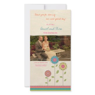 Thank You Tall Rainbow Flowers Wedding Photo Card photocard