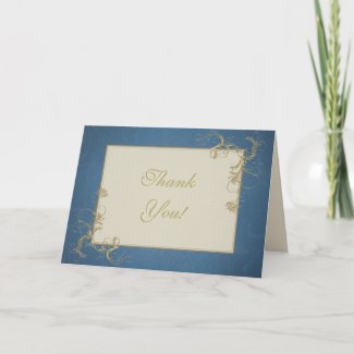 Thank You Template Blue and Gold Greeting Cards