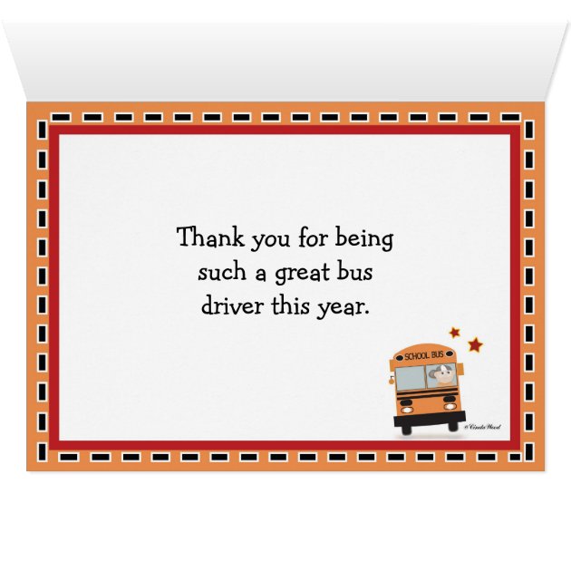 Thank You To Bus Driver Card | Zazzle