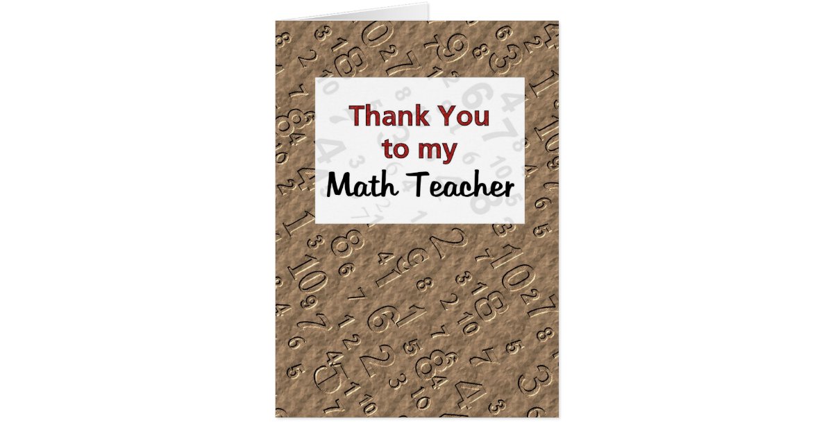 Thank You to my Math Teacher Card Zazzle